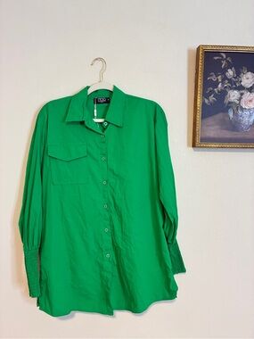 Tory Burch Green Button-Front Blouse